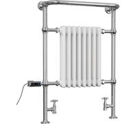 Uk Radiators Arundel Traditional Thermostatic Wifi Column Dual Fuel Heated Bathroom Towel Rail White Btu1921 - (H) 963 X (W) 673mm