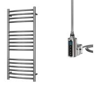 Uk Radiators Aston Steel Thermostatic Heated Towel Rail Curved Ladder Wifi Bathroom Radiator 200W - (H) 1000 X (W) 400mm