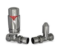 UK Radiators Chrome Thermostatic Radiator Valve and Chrome Lockshield Valve - Chrome Classy and Modern Design 1/2" x 15mm Straight Radiator Valve