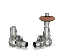 UK Radiators Chrome Thermostatic Radiator Valve and Corner Lockshield Valve - Polished Chrome Finish - Traditional Design 1/2" x 15mm Corner Radiator Valve
