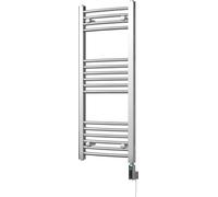 UK Radiators Electric Heated Towel Rail Chrome Curved WiFi/App Control Programmable (1000H x 400W - 300Watts)