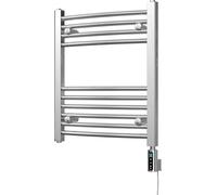 UK Radiators Electric Heated Towel Rail Chrome Curved WiFi/App Control Programmable (600H x 500W - 300Watts)