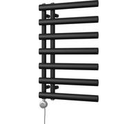 Uk Radiators Elyan Black Thermostatic Heated Towel Rail Elliptical Tube Bathroom Radiator 300W - (H) 766 X (W) 500mm