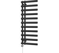Uk Radiators Elyan Black Thermostatic Heated Towel Rail Elliptical Tube Bathroom Radiator 500W - (H) 1238 X (W) 500mm