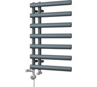 Uk Radiators Elyan Elliptical Thermostatic Dual Fuel Heated Bathroom Towel Rail Anthracite Btu1150 - (H) 766 X (W) 500mm
