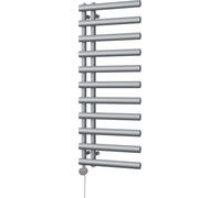 Uk Radiators Elyan Silver Thermostatic Heated Towel Rail Elliptical Tube Bathroom Radiator 500W - (H) 1238 X (W) 500mm
