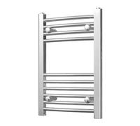 UK Radiators Modern Curved Heated Towel Rail Radiator - Bathroom Warmer | H600mm x W400mm, Chrome - Brackets and Fixings Included - Efficient Towel Warmer for Bathrooms, Screw-In Wall Mounted