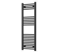 UK Radiators Modern Straight Heated Towel Rail Radiator - Towel Radiator | H1200mm x W400mm, Black - Brackets and Fixings Included - Efficient Towel Warmer for Bathrooms, Screw-In Wall Mounted
