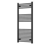 UK Radiators Modern Straight Heated Towel Rail Radiator - Towel Radiator | H1200mm x W500mm, Black - Brackets and Fixings Included - Efficient Towel Warmer for Bathrooms, Screw-In Wall Mounted