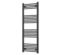 UK Radiators Modern Straight Heated Towel Rail Radiator - Towel Radiator | H1400mm x W500mm, Black - Brackets and Fixings Included - Efficient Towel Warmer for Bathrooms, Screw-In Wall Mounted