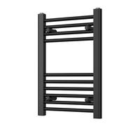 UK Radiators Modern Straight Heated Towel Rail Radiator - Towel Radiator | H600mm x W400mm, Black - Brackets and Fixings Included - Efficient Towel Warmer for Bathrooms, Screw-In Wall Mounted