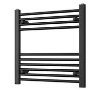 UK Radiators Modern Straight Heated Towel Rail Radiator - Towel Radiator | H600mm x W600mm, Black - Brackets and Fixings Included - Efficient Towel Warmer for Bathrooms, Screw-In Wall Mounted