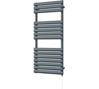 Uk Radiators Omeara Anthracite Standard Heated Towel Rail Elliptical Tube Bathroom Radiator 600W - (H) 1120 X (W) 500mm