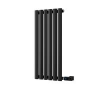 Uk Radiators Omeara Black Elliptical Tube Horizontal Steel Smart Oil-Free Radiator 200W - (H) 800 X (W) 348mm