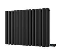 Uk Radiators Omeara Black Elliptical Tube Horizontal Steel Smart Oil-Free Radiator 800W - (H) 600 X (W) 812mm