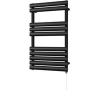 Uk Radiators Omeara Black Standard Heated Towel Rail Elliptical Tube Bathroom Radiator 400W - (H) 825 X (W) 500mm