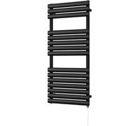 Uk Radiators Omeara Black Standard Heated Towel Rail Elliptical Tube Bathroom Radiator 600W - (H) 1120 X (W) 500mm