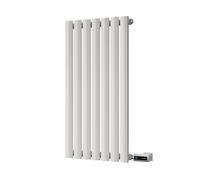 Uk Radiators Omeara White Elliptical Tube Horizontal Steel Smart Oil-Free Radiator 300W - (H) 800 X (W) 406mm