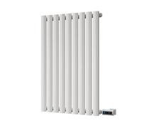 Uk Radiators Omeara White Elliptical Tube Horizontal Steel Smart Oil-Free Radiator 500W - (H) 800 X (W) 522mm