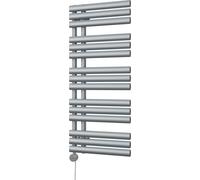 Uk Radiators Percival Silver Thermostatic Heated Towel Rail Elliptical Tube Bathroom Radiator 500W - (H) 1120 X (W) 500mm