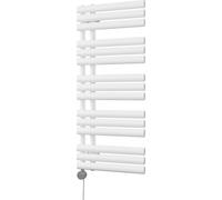 Uk Radiators Percival White Thermostatic Heated Towel Rail Elliptical Tube Bathroom Radiator 500W - (H) 1120 X (W) 500mm