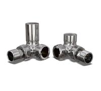 UK Radiators Round Chrome Radiator Valve Pair - Chrome Polished Finish - Classy and Modern Design 1/2" x 8mm Corner Radiator Valve Pair - Pair of Valves