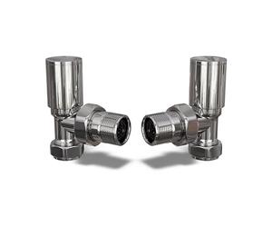 UK Radiators Round Chrome Radiator Valve Pair - Chrome Polished Finish - Classy and Modern Design 1/2" x 10mm Angled Radiator Valve Pair - Pair of Valves