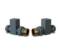 UK Radiators Round Thermostatic Radiator Valve 1/2" x 15mm - Brass TRV | Anthracite Finish - Pair of Valves Included - Solid Brass 1/2" x 15mm Straight - Manual Control
