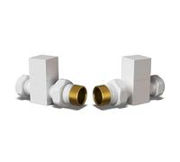 UK Radiators Round Thermostatic Radiator Valve 1/2" x 15mm - Brass TRV | White Finish - Pair of Valves Included - Solid Brass 1/2" x 15mm Straight - Manual Control
