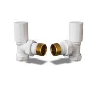 Uk Radiators Round Thermostatic Radiator Valve Set Manual Trv Angled With Lockshield 8mm - Modern Style White