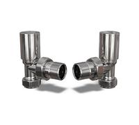 Uk Radiators Round Thermostatic Radiator Valve Set Manual Trv Angled With Lockshield 8mm - Modern Style Chrome