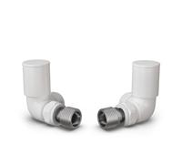 Uk Radiators Round Thermostatic Radiator Valve Set Manual Trv Corner With Lockshield 10mm - Modern Style White