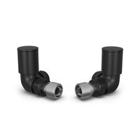 Uk Radiators Round Thermostatic Radiator Valve Set Manual Trv Corner With Lockshield 10mm - Modern Style Black