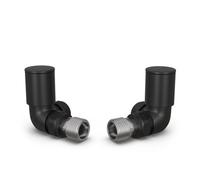 Uk Radiators Round Thermostatic Radiator Valve Set Manual Trv Corner With Lockshield 15mm - Modern Style Black