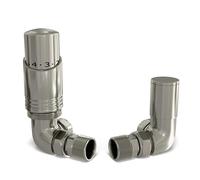 UK Radiators Silver Nickel Thermostatic Radiator Valve 15mm Corner Lockshield Valve in Silver Nickel Color and Brushed Finish - Classy and Modern Design 1/2" x 15mm Corner Radiator Valve