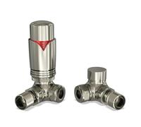 UK Radiators Silver NickelThermostatic Radiator Valve and Silver NickelLockshield Valve - Silver Nickel Classy and Modern Design 1/2" x 10mm Corner Radiator Valve