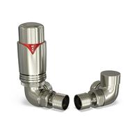 UK Radiators Silver NickelThermostatic Radiator Valve and Silver NickelLockshield Valve - Silver Nickel Classy and Modern Design 1/2" x 15mm Corner Radiator Valve