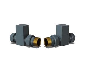 UK Radiators Square Anthracite Radiator Valve Pair - Anthracite Matt Finish - Classy and Modern Design 1/2" x 10mm Straight Radiator Valve Pair - Pair of Valves