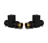 UK Radiators Square Black Radiator Valve Pair - Black Matt Finish - Classy and Modern Design 1/2" x 8mm Straight Radiator Valve Pair - Pair of Valves