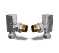 Uk Radiators Square Thermostatic Radiator Valve Set Manual Trv Angled With Lockshield 8mm - Modern Style Chrome