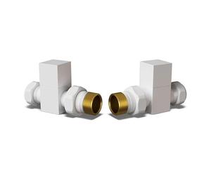 UK Radiators Square White Radiator Valve Pair - White Gloss Finish - Classy and Modern Design 1/2" x 15mm Straight Radiator Valve Pair - Pair of Valves