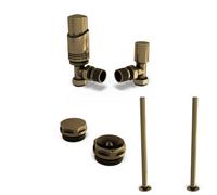 Uk Radiators Thermostatic Radiator Valve Makeover Kit Trv Angled With Lockshield 15mm - Modern Style Antique Brass - Talus Bold