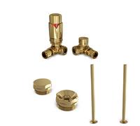 Uk Radiators Thermostatic Radiator Valve Makeover Kit Trv Corner With Lockshield 15mm - Modern Style Polished Brass Derry Bold