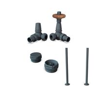 Uk Radiators Thermostatic Radiator Valve Makeover Kit Trv Corner With Lockshield 15mm - Traditional Style Anthracite - Derry Bold