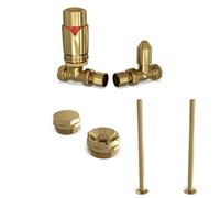 Uk Radiators Thermostatic Radiator Valve Makeover Kit Trv Straight With Lockshield 15mm - Modern Style Polished Brass Derry Bold