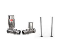 Uk Radiators Thermostatic Radiator Valve Makeover Kit Trv Straight With Lockshield 15mm - Modern Style Chrome Talus Flair