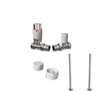 Uk Radiators Thermostatic Radiator Valve Makeover Kit Trv Straight With Lockshield 15mm - Modern Style White Talus Flair