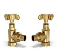 Uk Radiators Thermostatic Radiator Valve Set Manual Trv Angled With Lockshield 10mm - Traditional Style Polished Brass