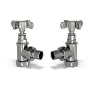 Uk Radiators Thermostatic Radiator Valve Set Manual Trv Angled With Lockshield 10mm - Traditional Style Chrome Signature