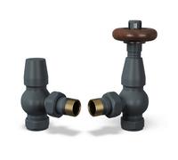 Uk Radiators Thermostatic Radiator Valve Set Trv Angled With Lockshield 15mm - Traditional Style Anthracite - Stirling Bold